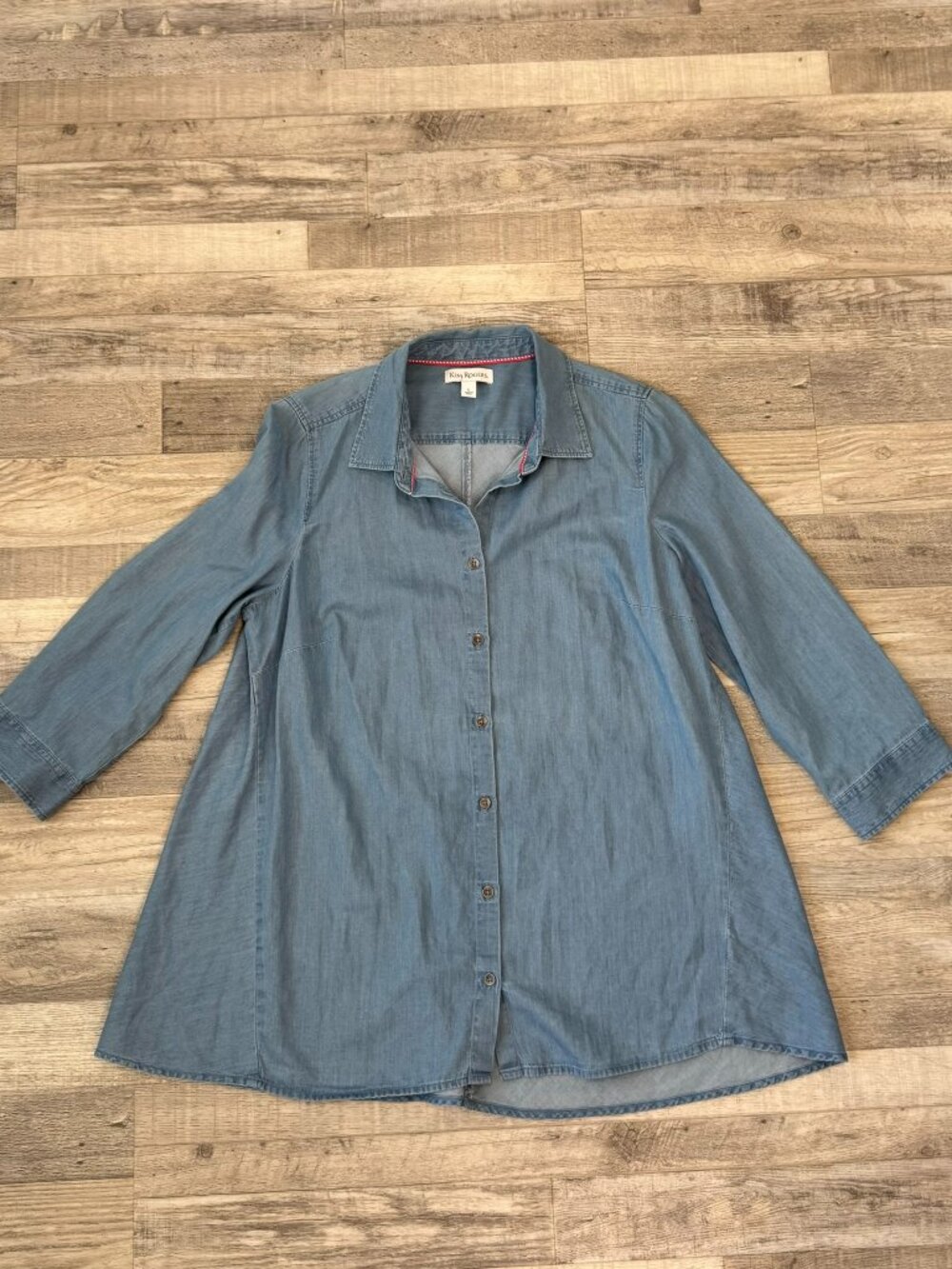 Kim Rogers denim look 3/4 sleeve tunic size large H15